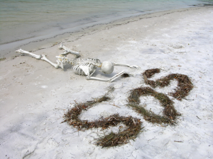 Skeleton-SOS-on-Beach