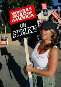WGA writers on strike